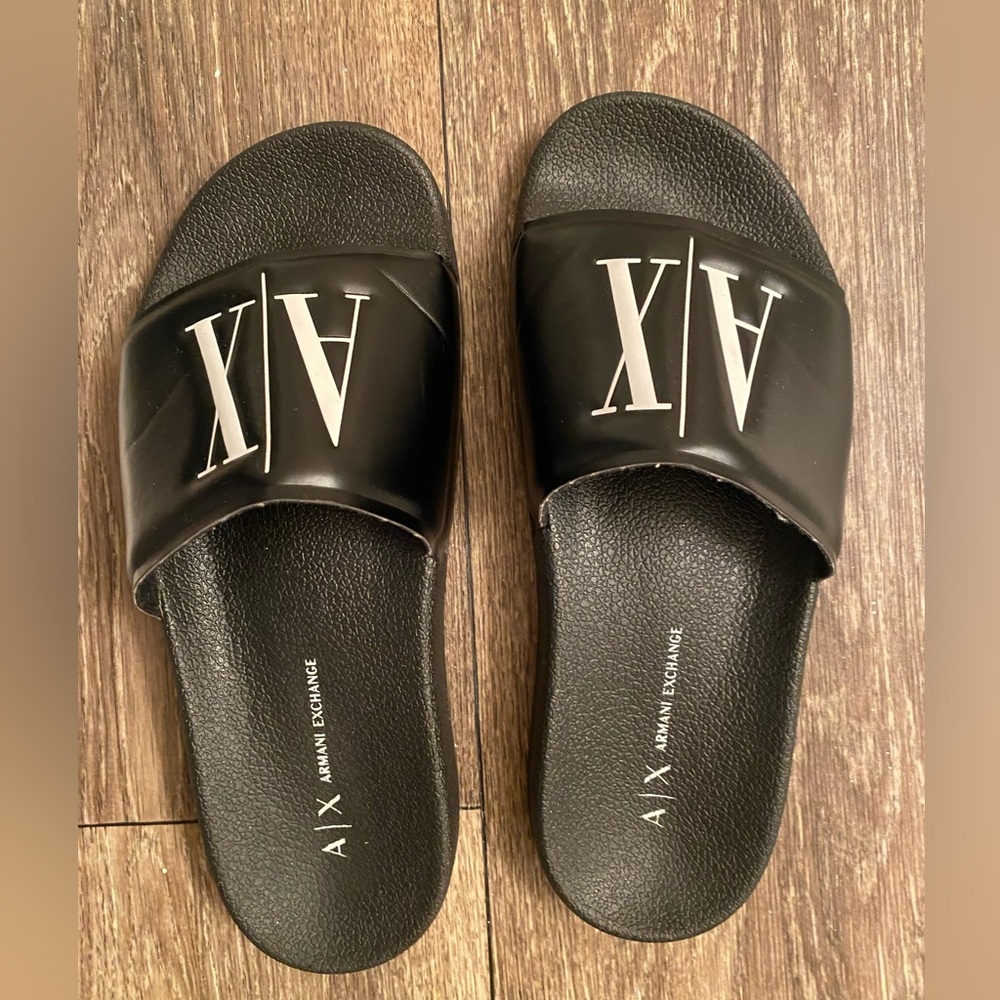 Armani Exchange Black Logo Slides